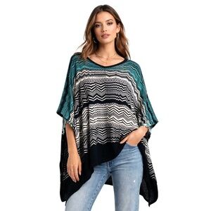NEW MISSONI Zigzag Wool Blend Poncho One Size